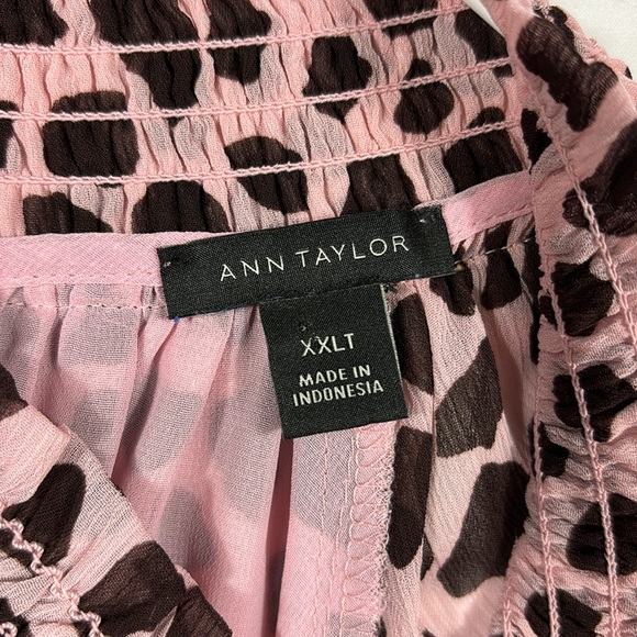 Ann Taylor Smocked High Mock Neck Sheer Long Sleeve Blouse | Size XXLT - Picture 6 of 8